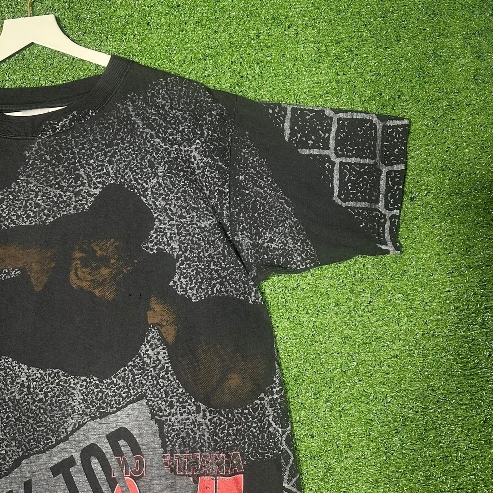 Vintage Reebok Blacktop All Over Print Basketball T-Shirt Mens‎ Large Black 90s
